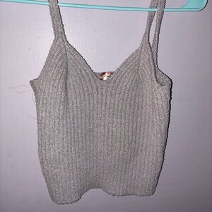 Altar'd State Silver Ribbed Knit Camisole